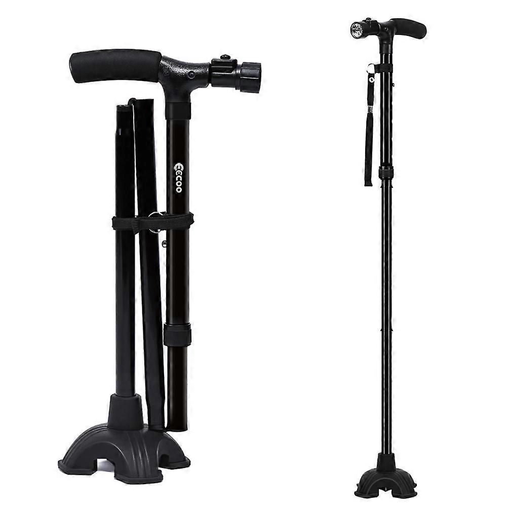 Auto Standing Folding Walking Cane Leve bengala com luz LED e almofada