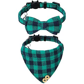 Breakaway Cat Collar with Bells - 2 Pack Cat Collar with Bells, Cat Collars with Bandana, Accessories for Pet Collars, Adjustable