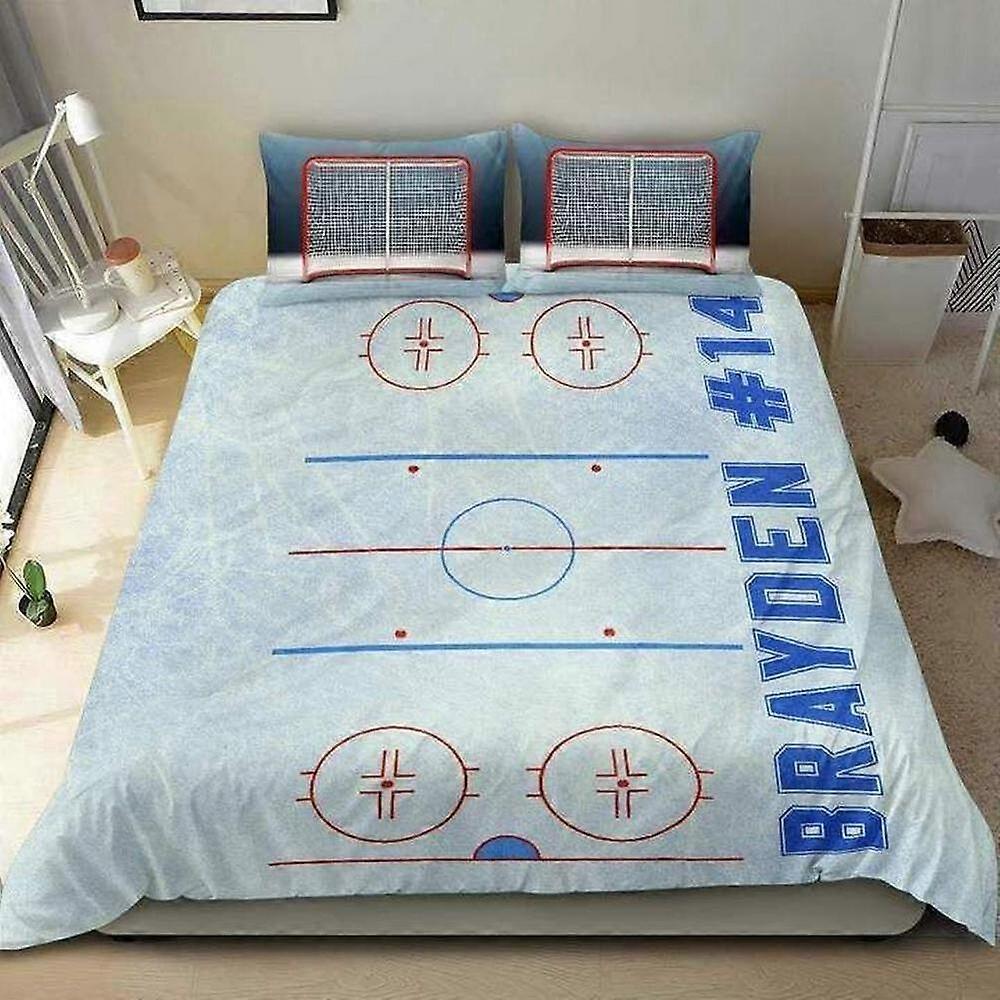 v5453 Bed Sheets Ice Hockey Rink Custom With Your Name  Duvet Cover Set Soft Bedclothes Bed Sheets IU5453