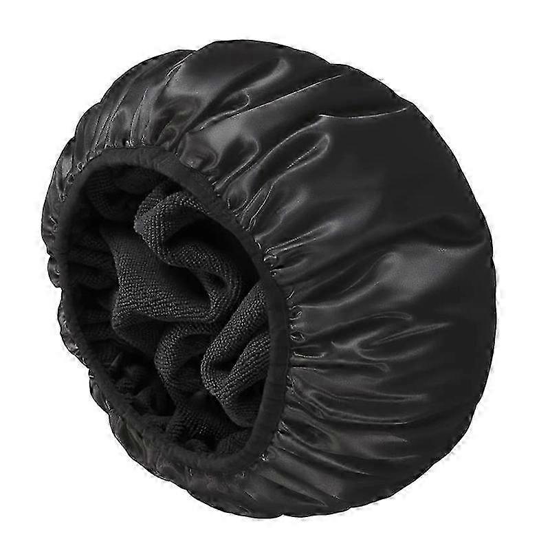 Shower Cap,Terry Lined Shower Cap for Women Reusable, Triple Layer Waterproof Bath Cap, Extra Large for Women Long Hair(Black) s202412243966