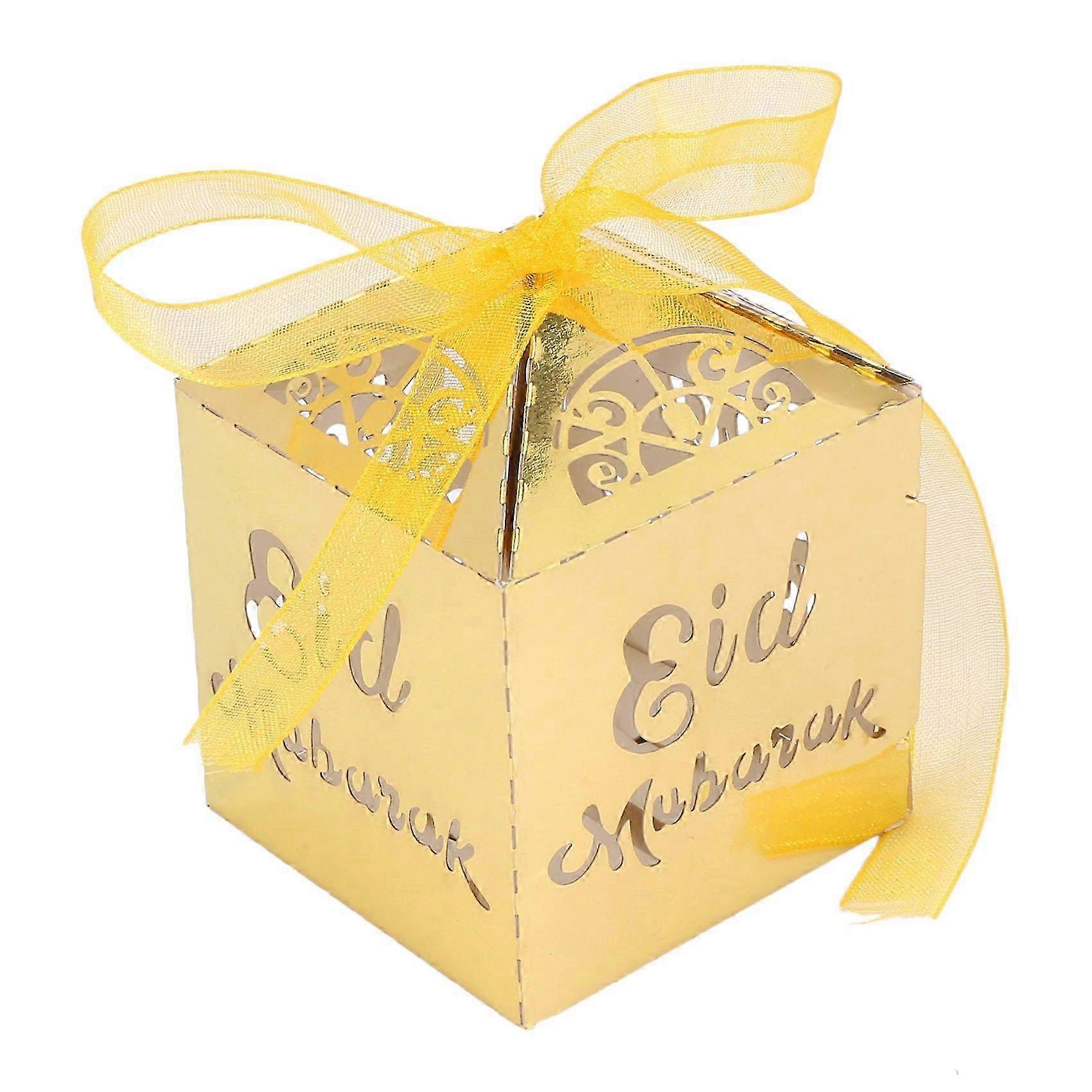 50 Pcs Eid Mubarak Gift Boxes Ramadan Eid Candy Box Set Snack Sugar Chocolate Bag Ramadan Eid Decor