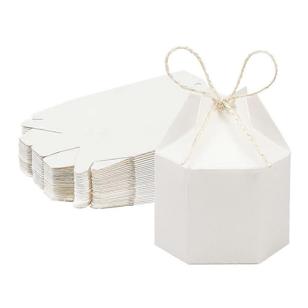 Paper Jewelry Box with Hemp Rope Hexagon White Finished Product: 7x4x9cm