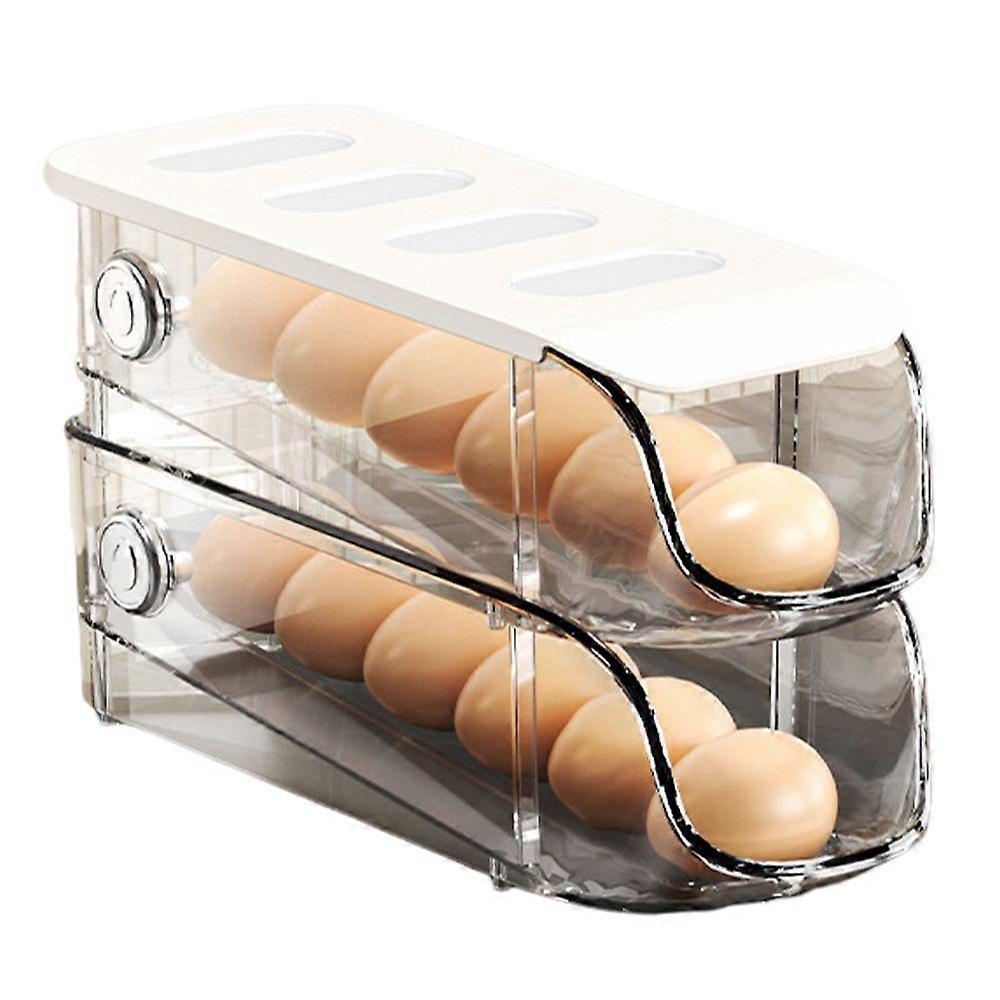 Refrigerator Auto Rolling Fridge Egg Organizer Food Grade BPA Free 2/3 Layer Stackable Egg Rack Home Egg Dispenser