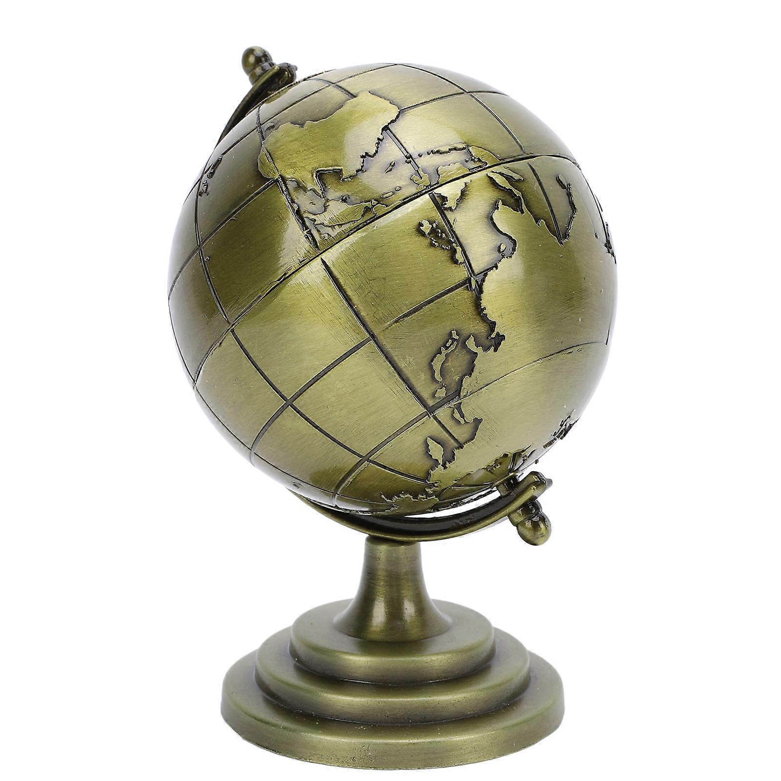 World Globe Alloy Metallic Luster and Texture 360° Rotating Educational Globe for Office Study School 