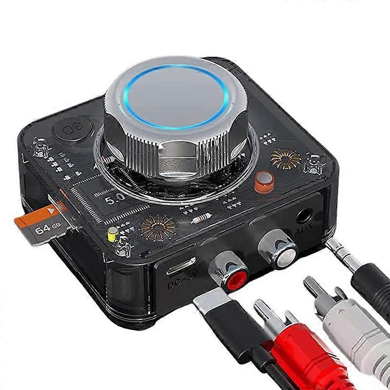 Bluetooth 5.0 Audio Receiver 3D Stereo Wireless Adapter TF Card 3.5mm 3.5 AUX Jack for Car Wired Sp