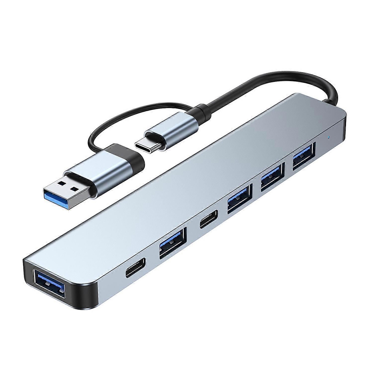 Type C Hub Adapter Driver-free Data Transmission Multiport 7 in 1 USB C Dongle Adapter for