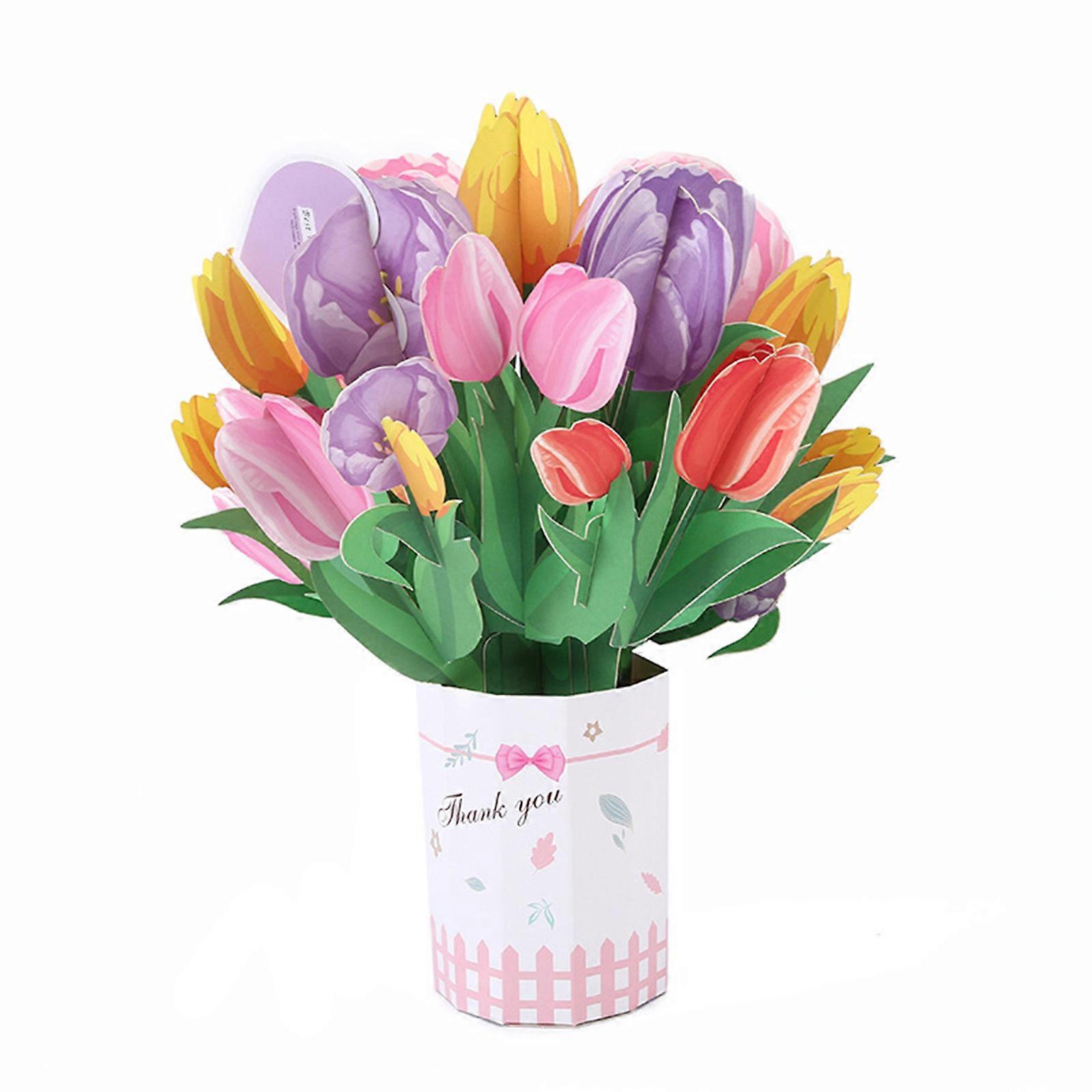 3D Flower Greeting Card with Blank Note and Envelope