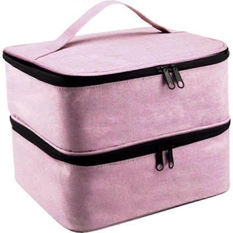 30 Grids Nail Polish Storage Bag Large Portable Carrying Case for Manicure Sets Pink