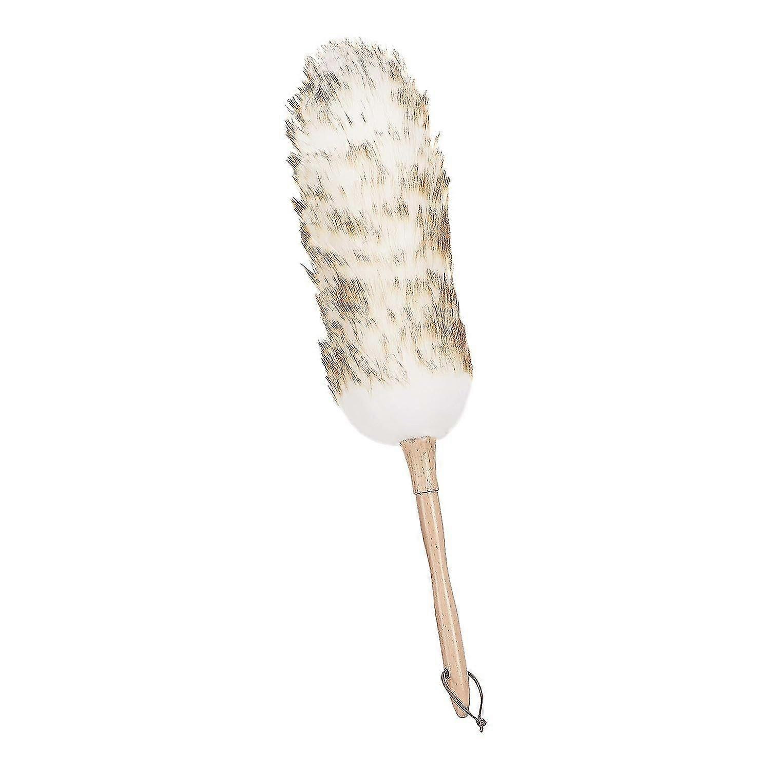 Green Vivid Lambswool Duster With Solid Wooden Handle - High-quality Cleaning Tool
