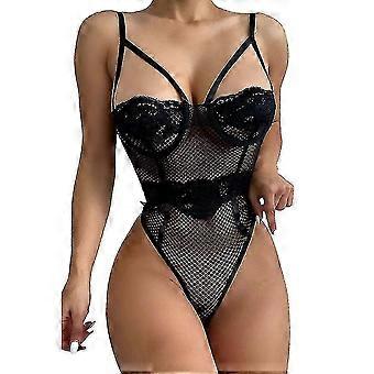 Women Mesh Sheer Bodysuit Lingerie Sexy Lace Hollow Out Underwear Nightwear