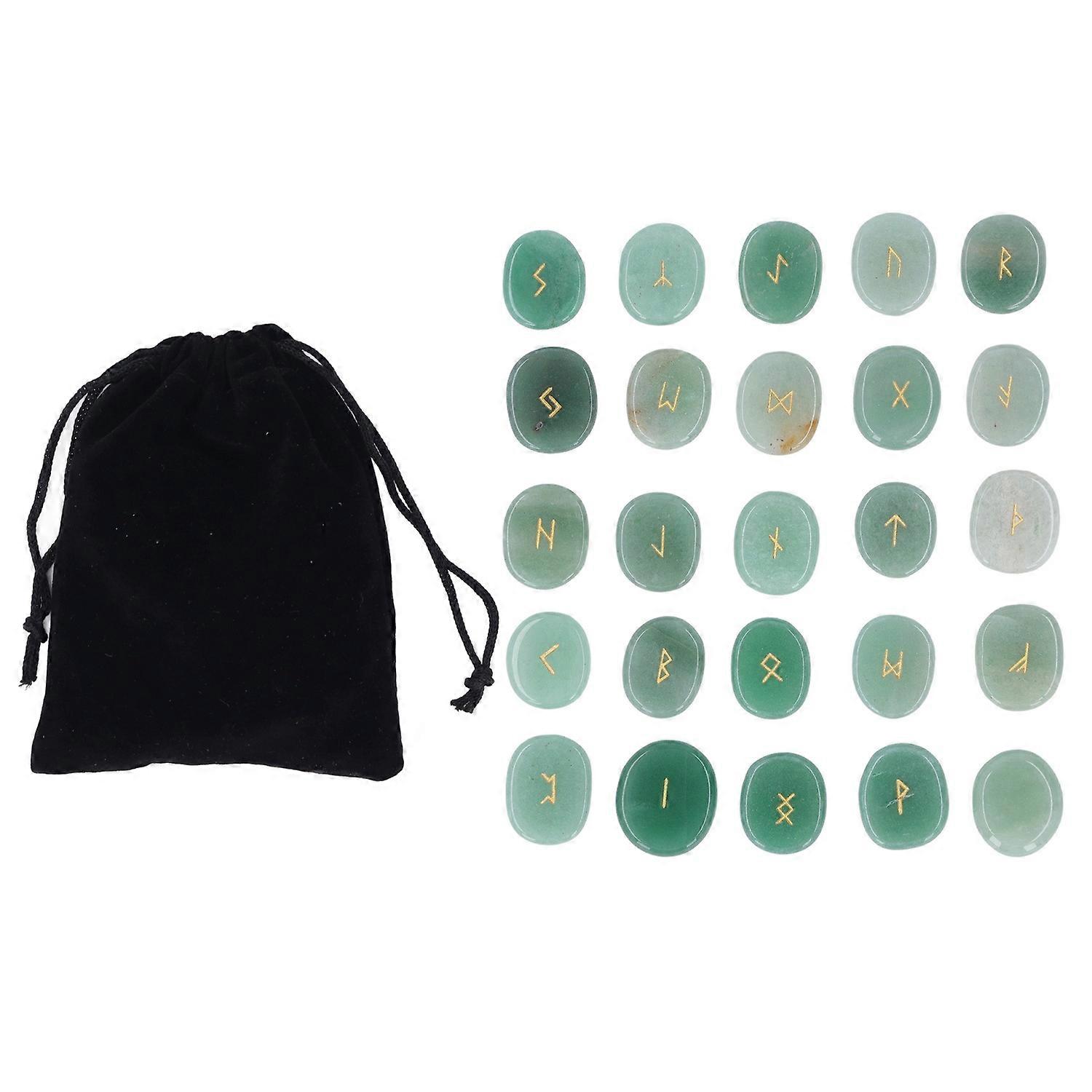 25 Pcs Natural Rune Stones Set Smoother Polished Engraved Meditation Stones Set for Divination Chakr