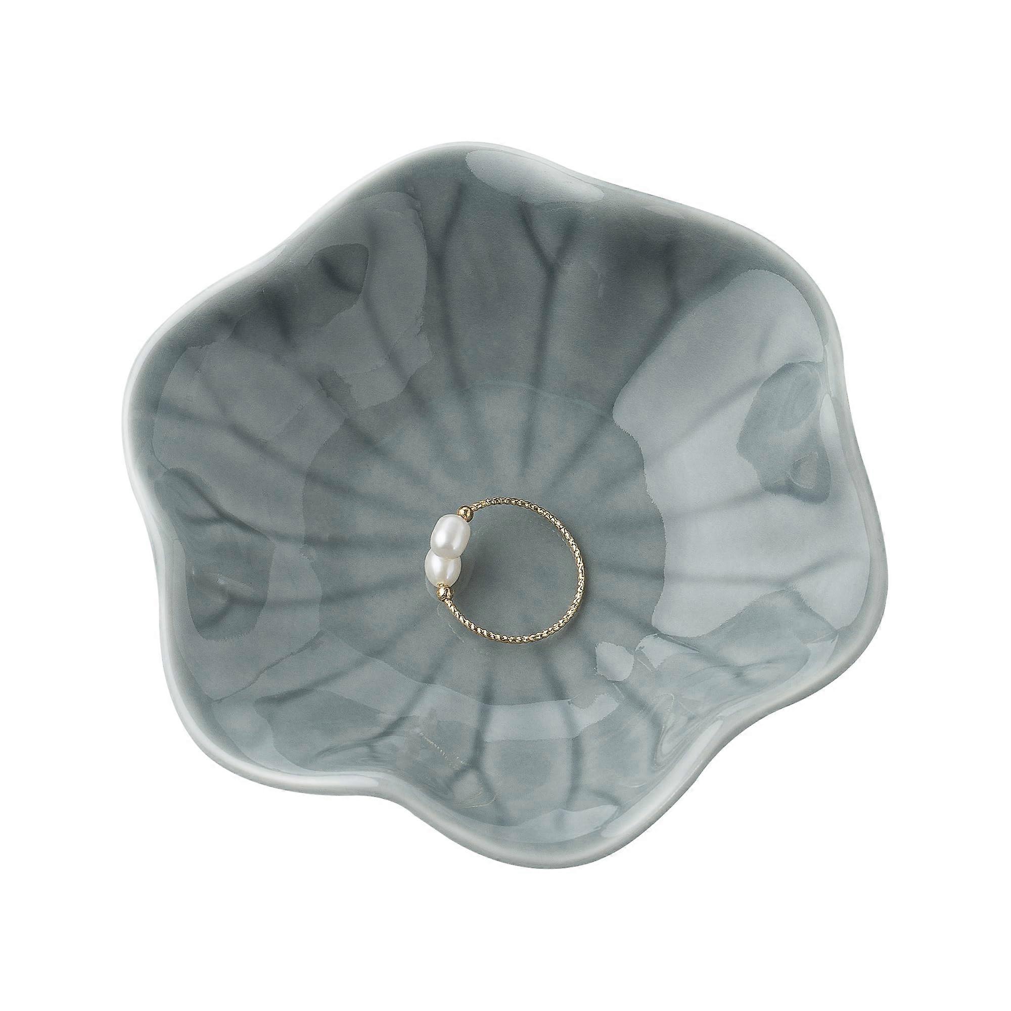 Leaf Ceramic Trinket Dish, Small Decorative Ring Tray, Handcrafted Jewelry Dish for Accessories in Green and White