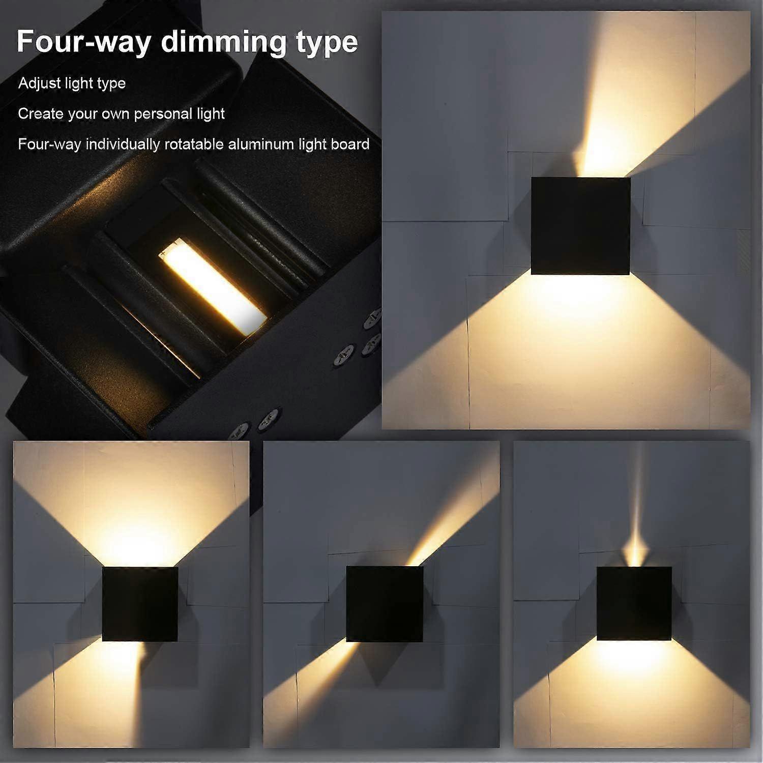 led square wall light 2*6W black warm white light