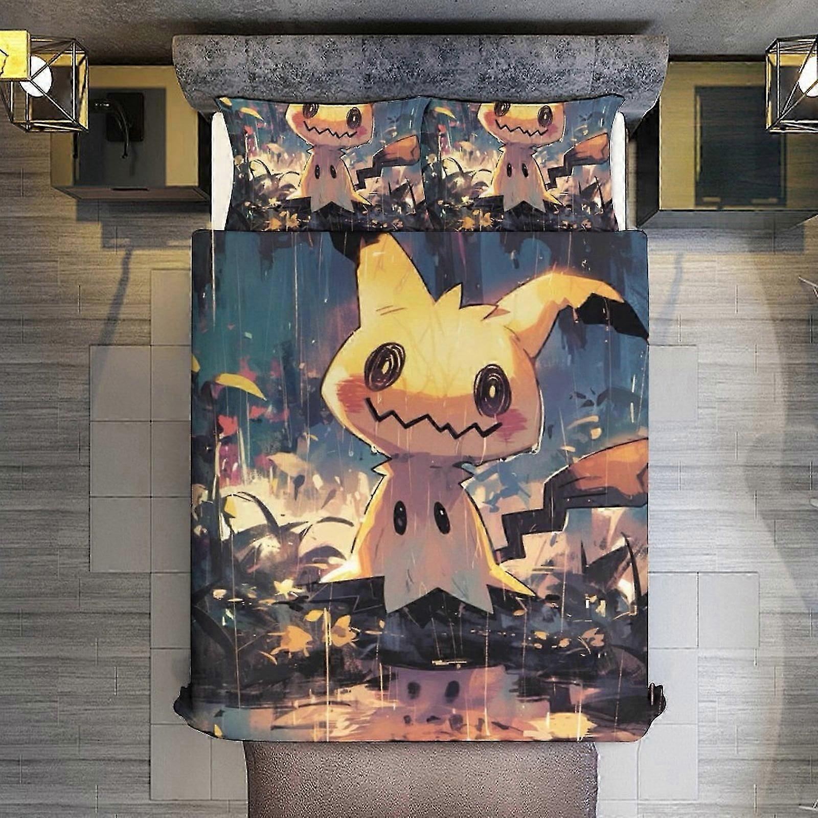 KA314 Mimikyu Pokmon Fan Art 3 Piece Sets Microfiber Quilts with Shams Soft Lightweight Bedspread Coverlet Comforter for All Season Bed Sheets RM314