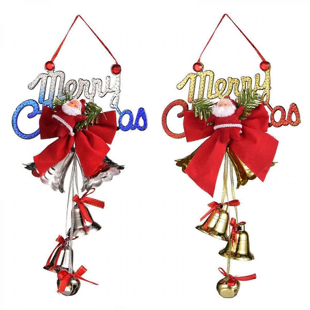 Christmas Decorations, 2 Christmas Bell Pendant with Bow-Knot Santa Claus Bell Pendants, Christmas Ornaments