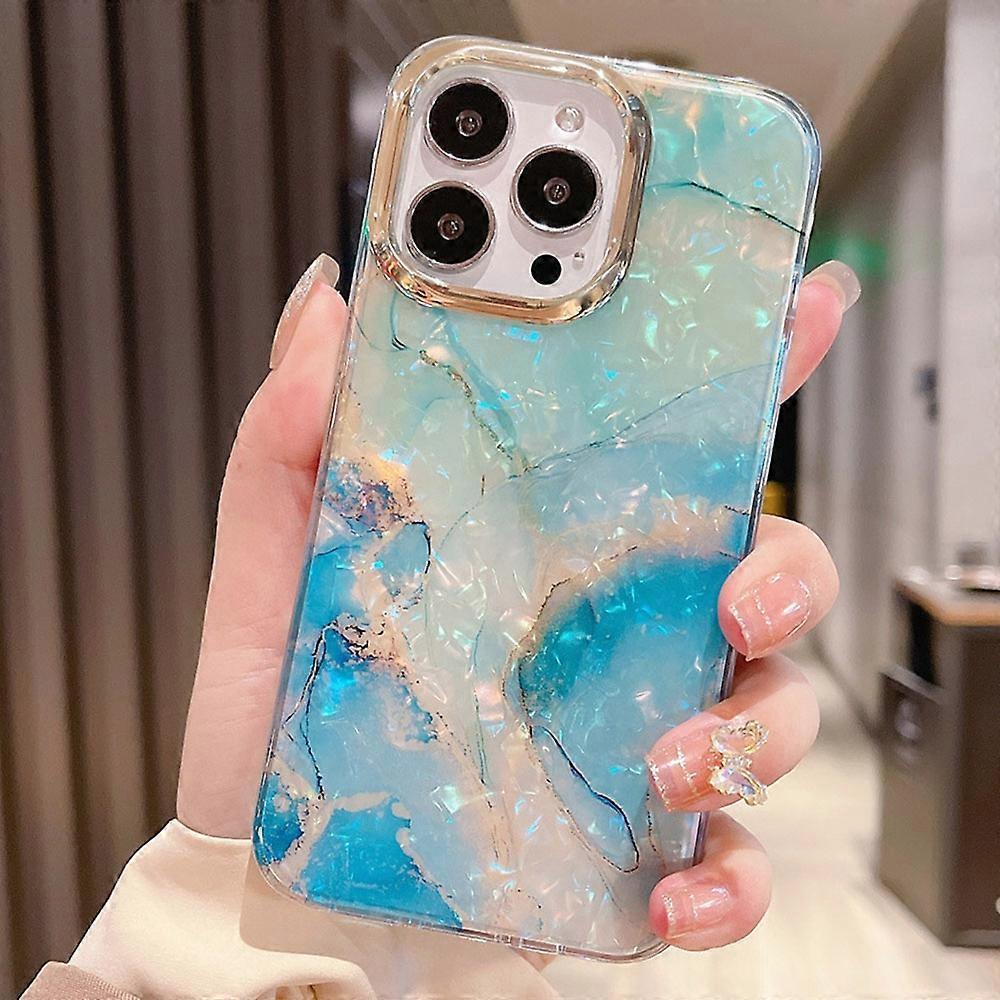 For iPhone 15 Pro Max Case IMD Marble Shell Pattern TPU+PC Phone Cover-Style 1