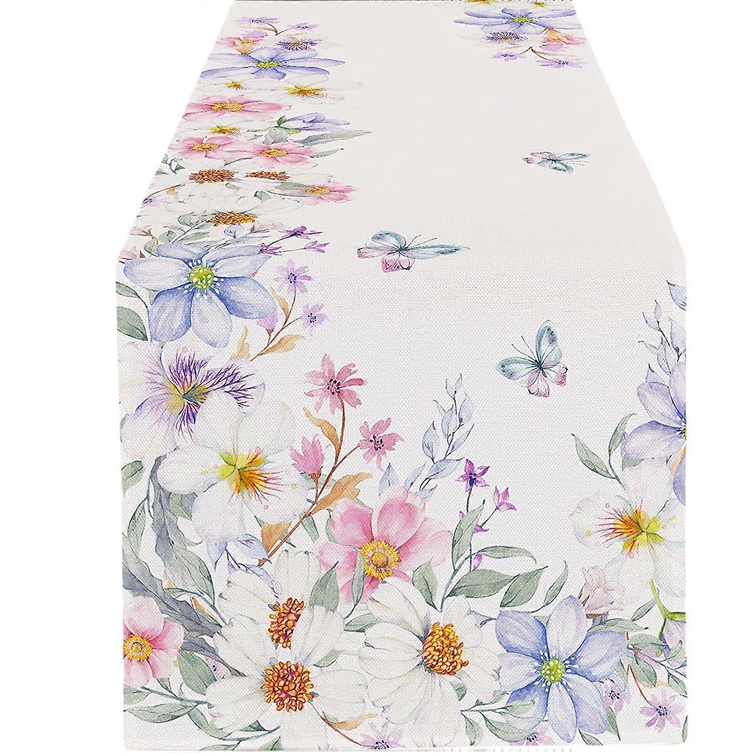 Modern Summer Spring Table Runner - Table Runner - Weatherproof - Table Runner - Natural Flower Pattern - Holiday Table Decoration - 30x180