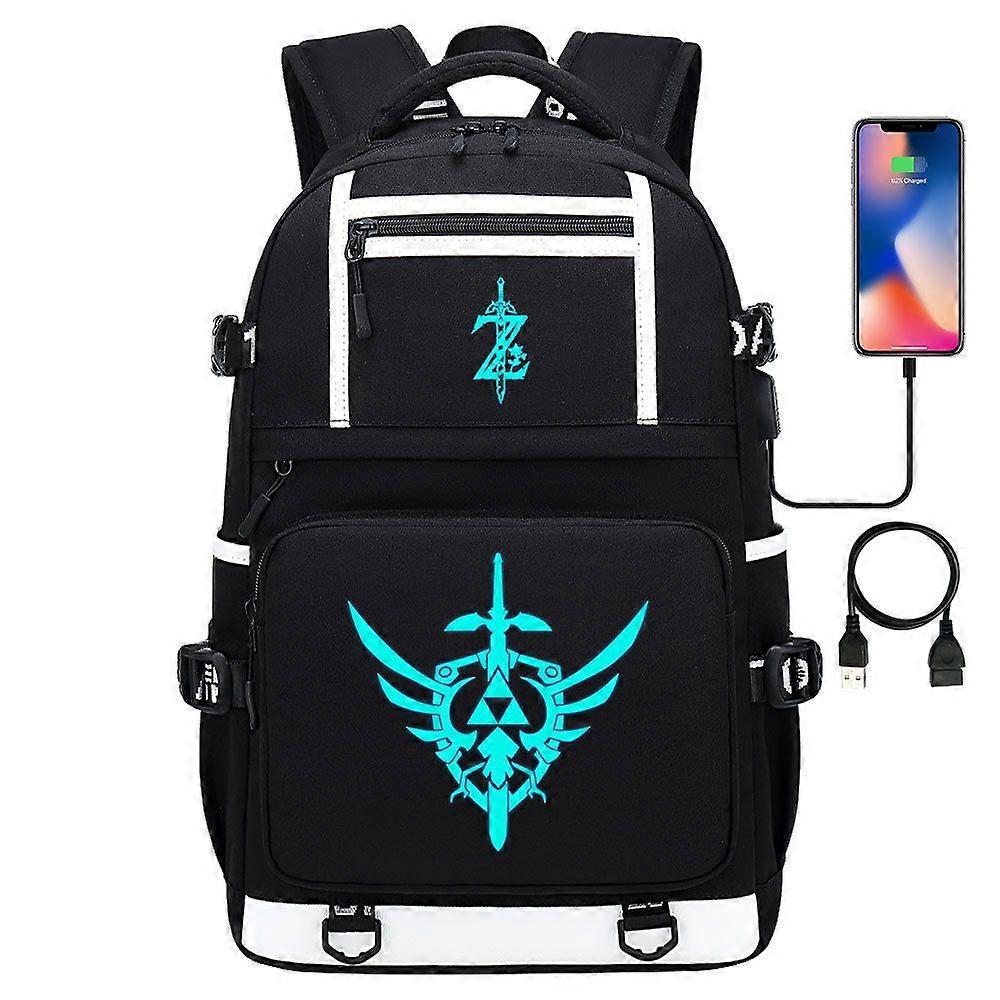 حقيبة ظهر Zelda-link - حقيبة مدرسية مثالية للمراهقين والطلاب - حقيبة كتب للرجال والنساء - حقيبة سفر للابتوب السببية مع منفذ شحن USB - Mochi