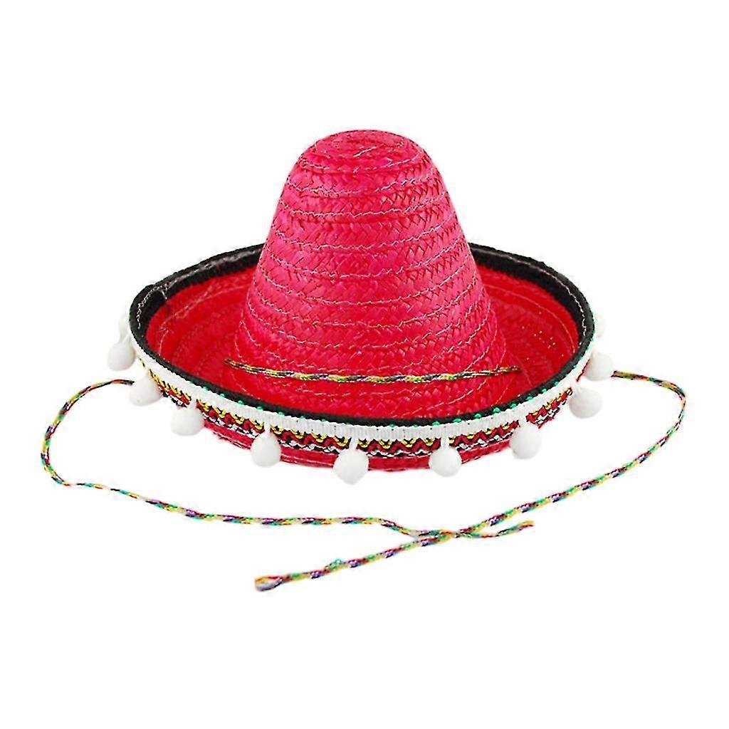 Chapeau sombrero mexicain élégant avec pompons blancs, parfait pour les fêtes et les piscines