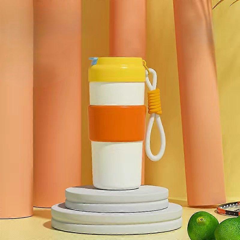 17 oz Insulated Water Bottle,316 Stainless Steel Leakproof Thermos-Yellow Orange