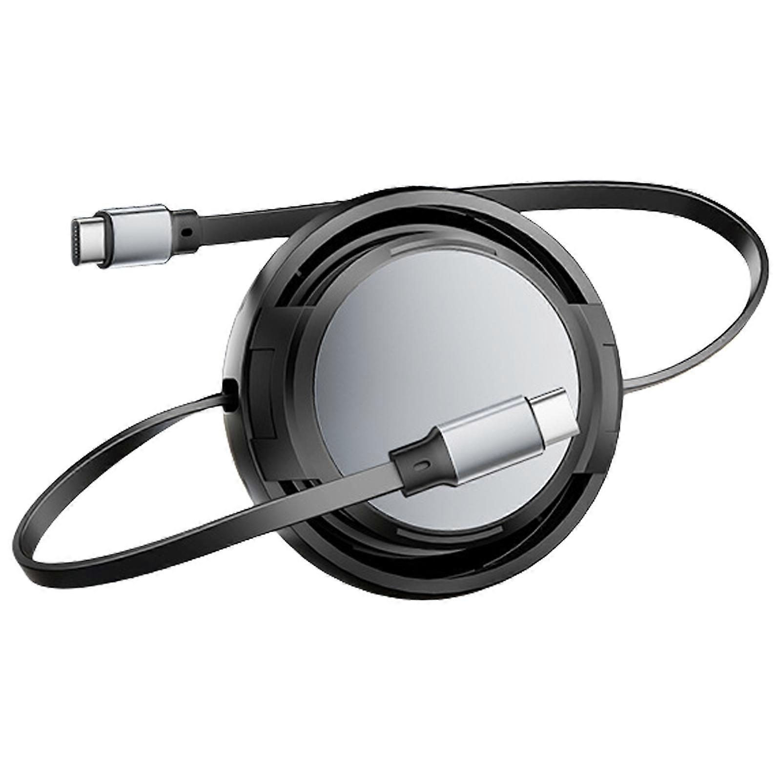 60W Fast Charging Retractable Cable, Adjustable Length Data Cord for Phones  Black
