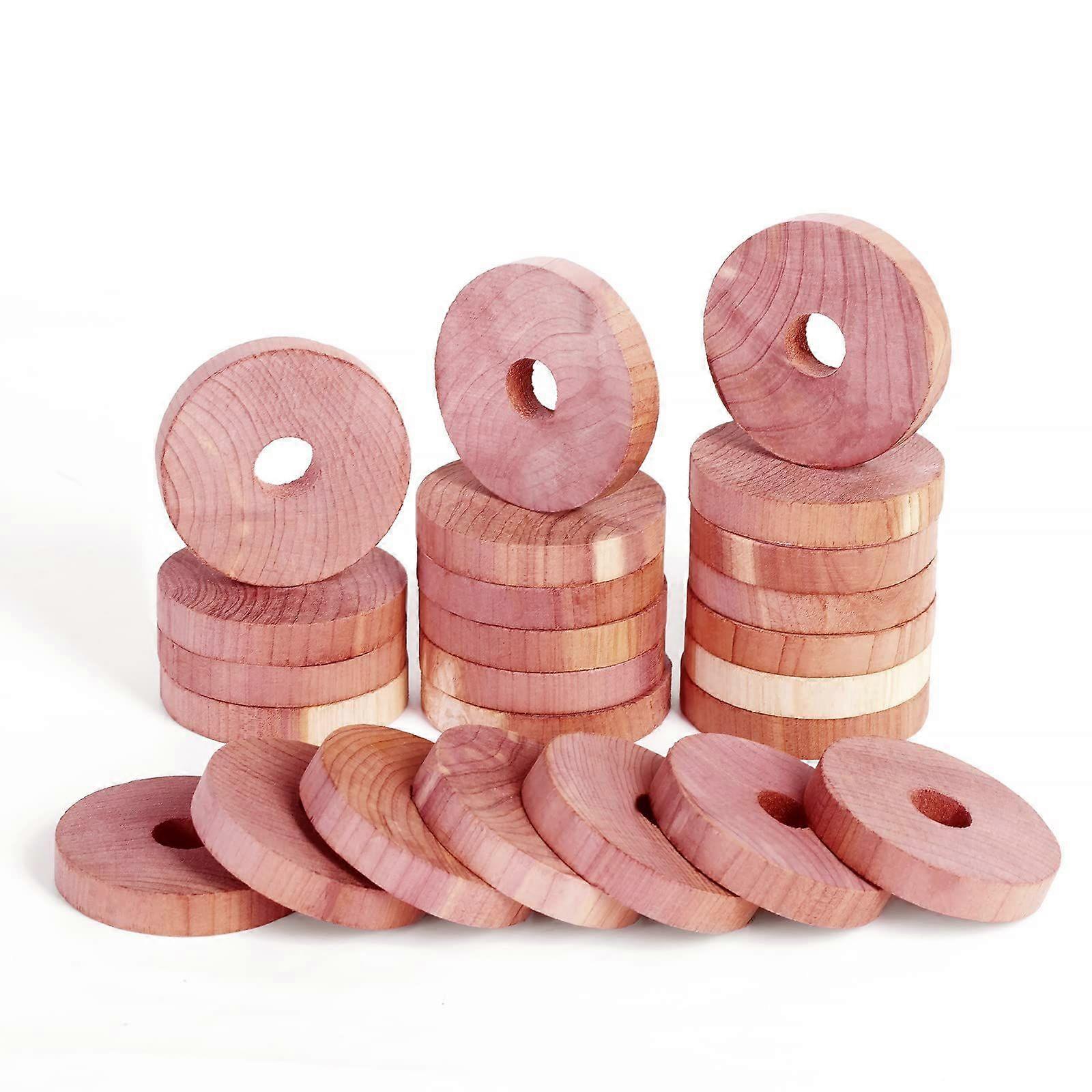 24pcs Cedar Rings for Hangers, Cedar Block for Clothes Storage Natural Aromatic Cedar Wood for Closets and Drawers