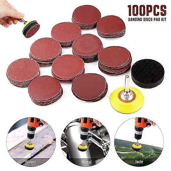 100-Piece Sandpaper Kit with 2-Inch Pads, 10 Grits from 60 to 1000, Ideal for Polishing and Surface Finishing