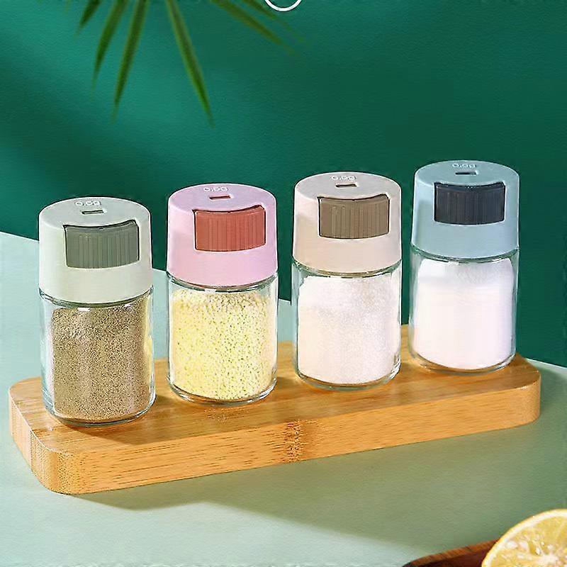 1pc Quantitative Salt Control Shaker, Kitchen Press Glass Seasoning Condiment Seasoning Jar