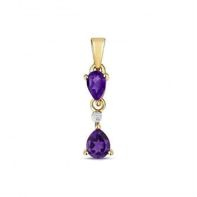 Diamond And Amethyst Drop Pendant PD267A