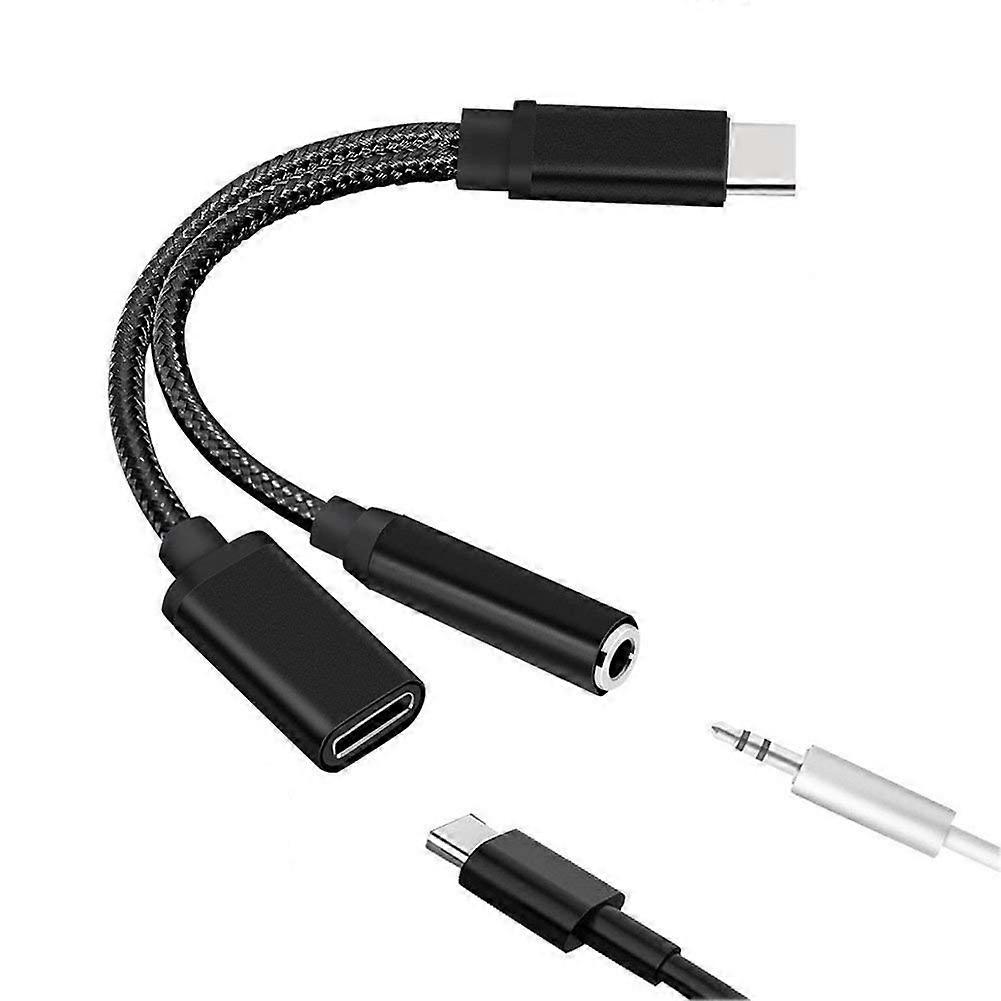 Type C to 3.5mm Charge Audio Adapter 2 in 1 USB C Splitter Headphone AUX Audio Cable for Smartphone