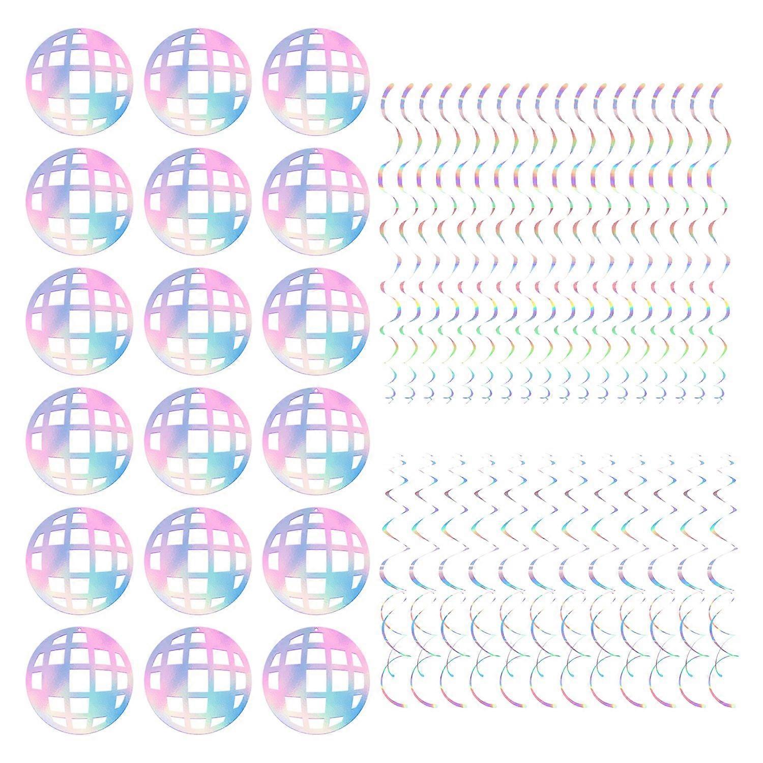 70s Disco Ball Hanging Swirls Retro Disco Party Cutouts Banner Streamers Ceiling Hanging Decorations
