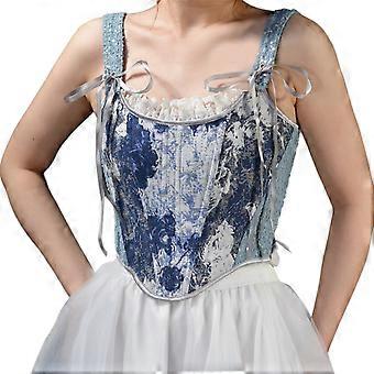 Donne Denim Waist Shaper Casual Gathering Cintura in vita Alla moda Cincher per la modellatura alla moda Blu XL