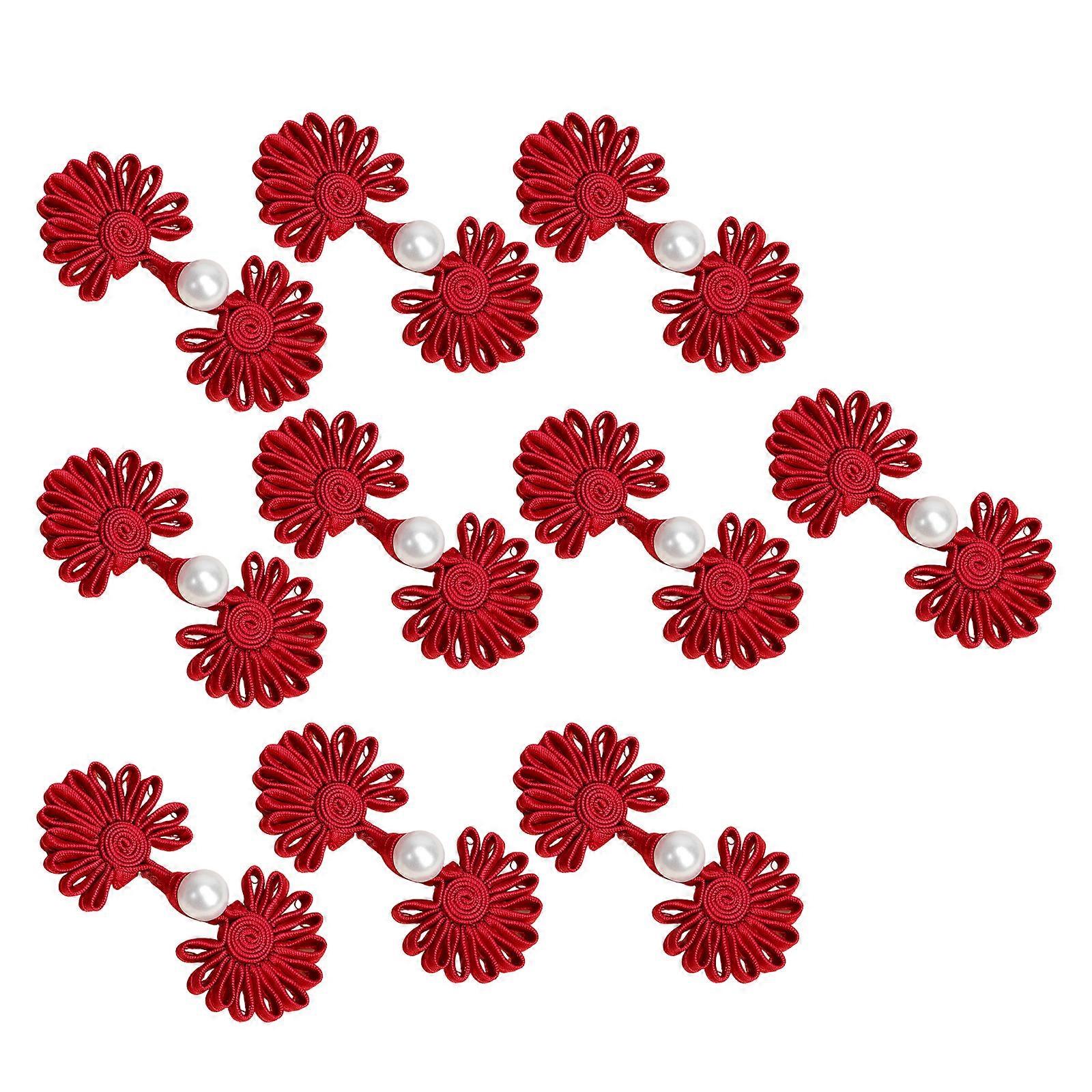 Chinese Traditional Button Sewing Crafted Buttons Sew On for Handcraft Cheongsam Embellishment Multicolored Date red