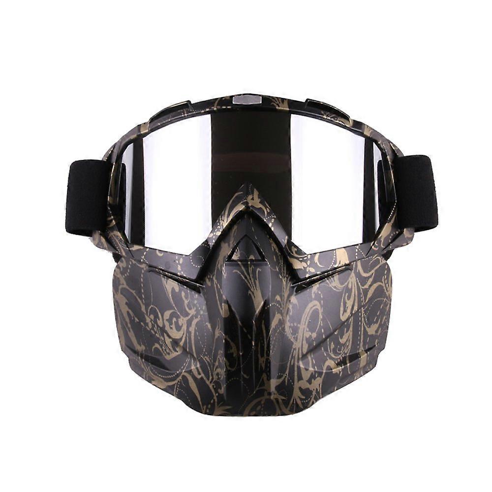 Detachable Motorcycle Goggles Mask with Anti-Fog Lenses, UV Protection, and Adjustable Strap for All Helmets