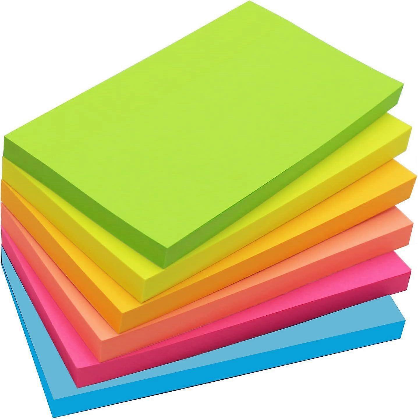 Large Sticky Notes, 76 x 127 mm 6 Brilliant Colors Assorted Self-Stick Pads for Notebook,Office,School and Home,80 Sheets/Pad
