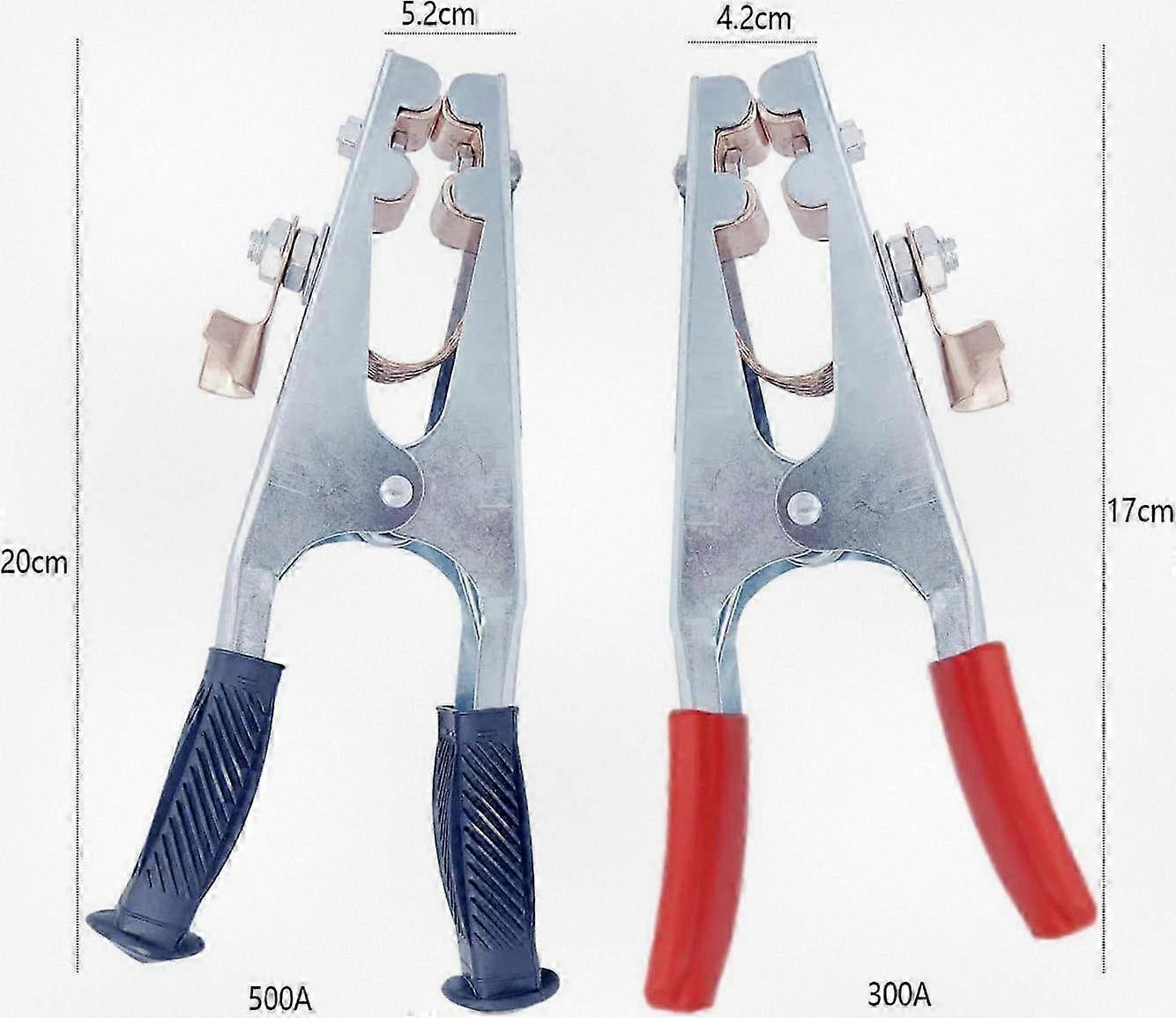 2 Pieces Heavy Duty Welding Ground Clamps 300A and 500A with Secure Grip for Stable Connection - Universal Compatibility