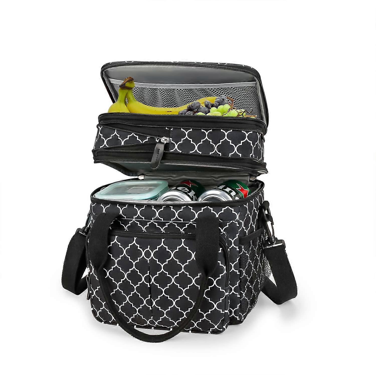 Women's lunch bag for men dual -storey lunch box, expandable large lunch bags, leaky lunch box cooler bag (geometry)