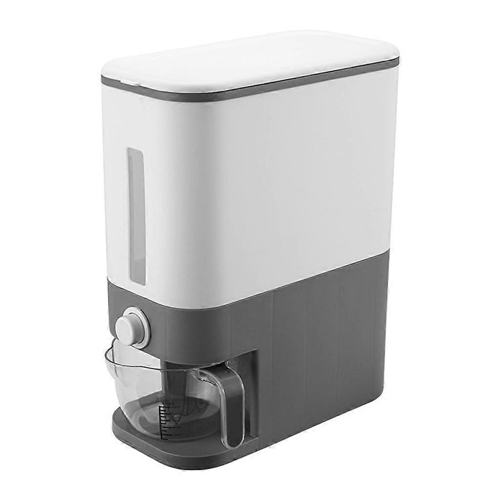 12KG Sealed Rice Bucket Dispenser Box Transparent Visible Moisture Proof Grain Powder Box Food Grain Container gray