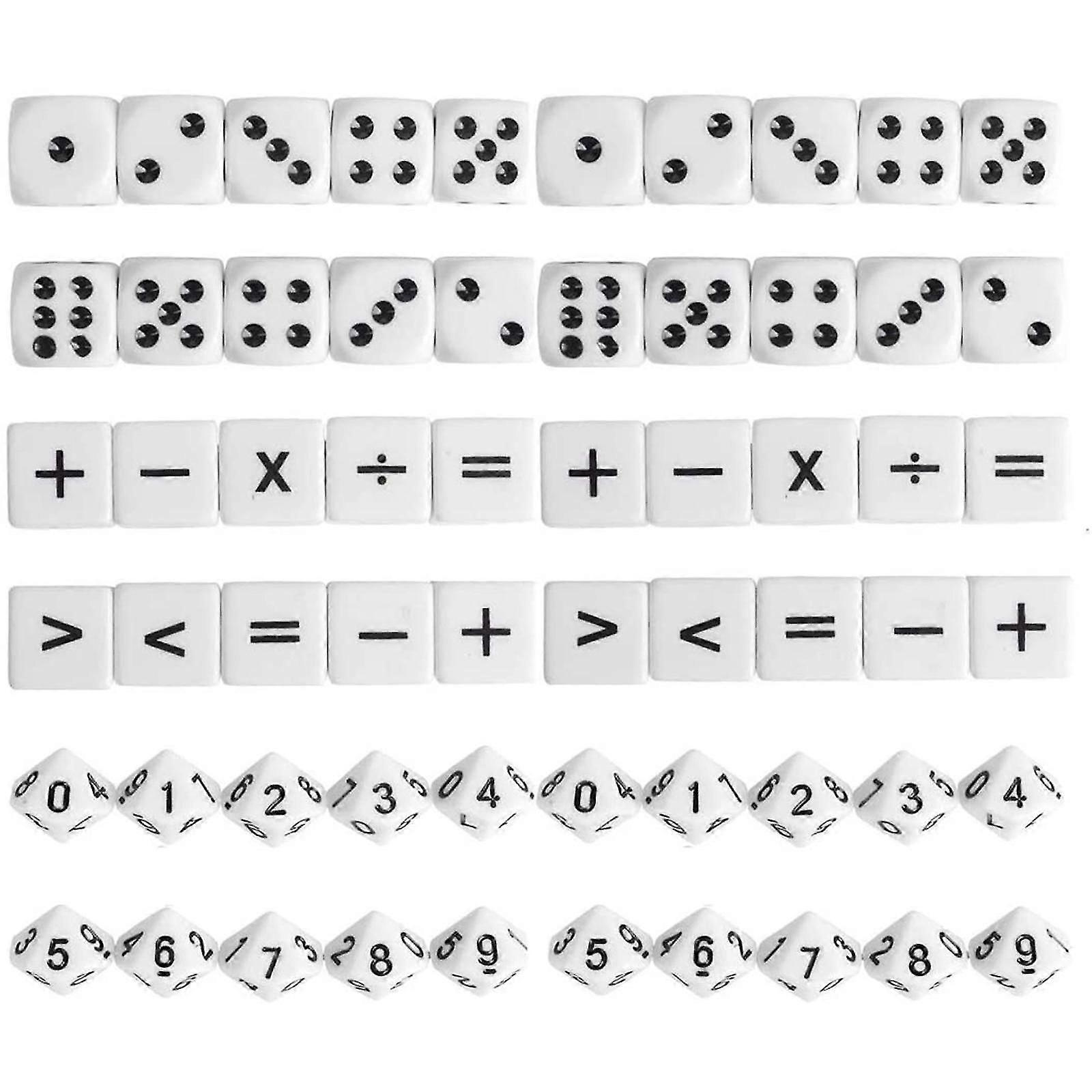 30Pcs Mathematical Dice Symbol Dice Props for Classroom Kids Classmate