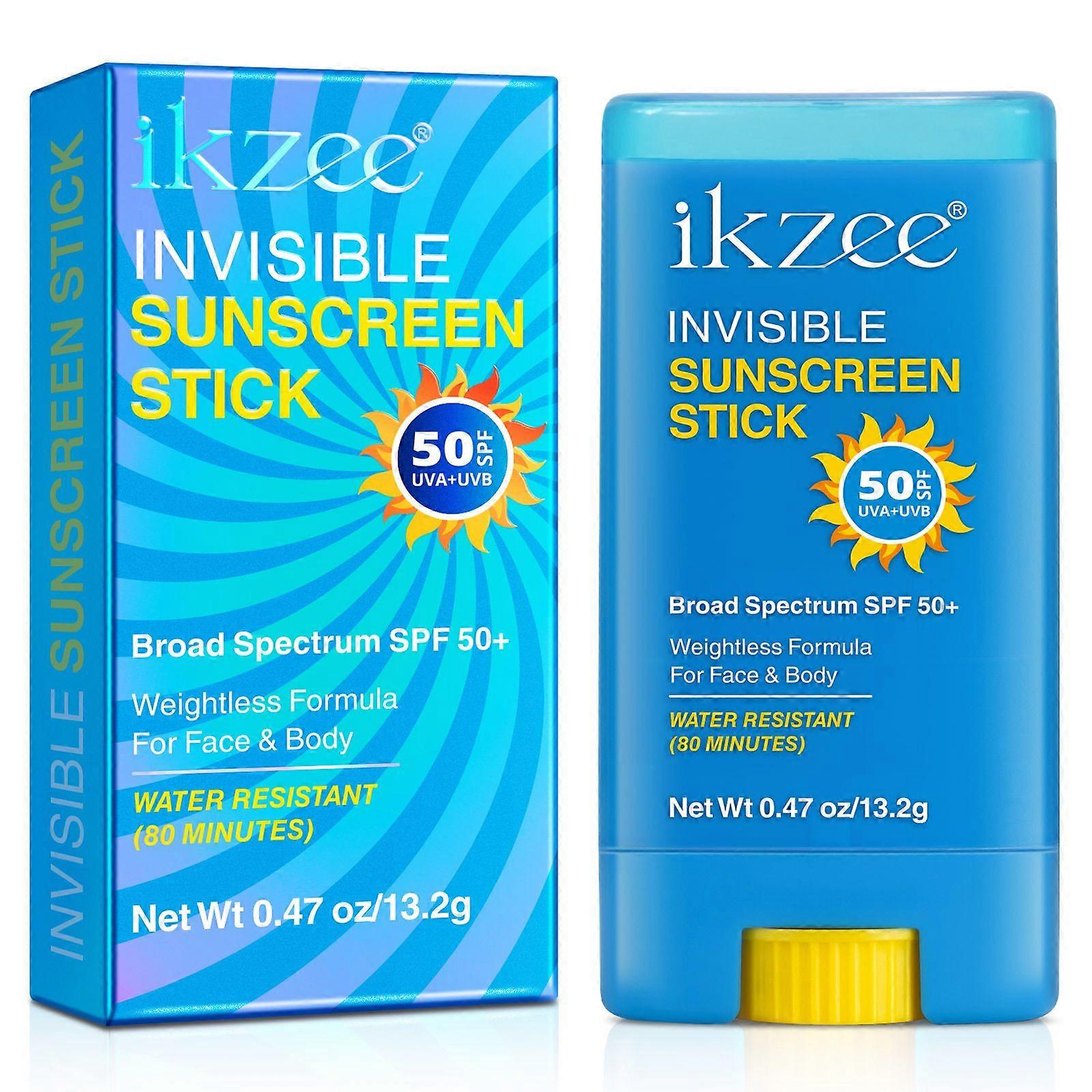 Invisible Sunscreen Stick SPF50+, Strong UVA + UVB Protection, Solid State Broad Spectrum Moisturising Suncream, Long-Lasting Waterproof Sunblock for 