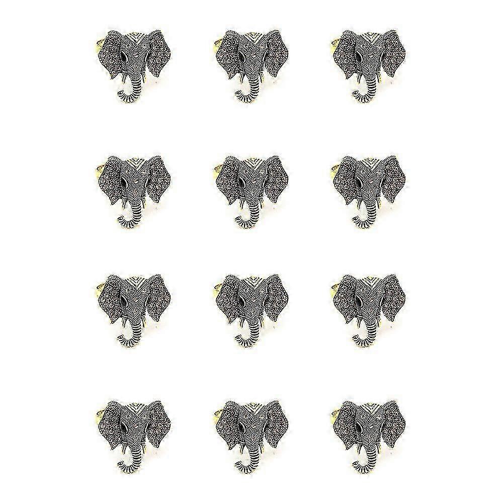 12pcs/set Vintage Elephant Napkin Buckle Diamond Animal Napkin Ring Napkin Ring Holder Wedding Part