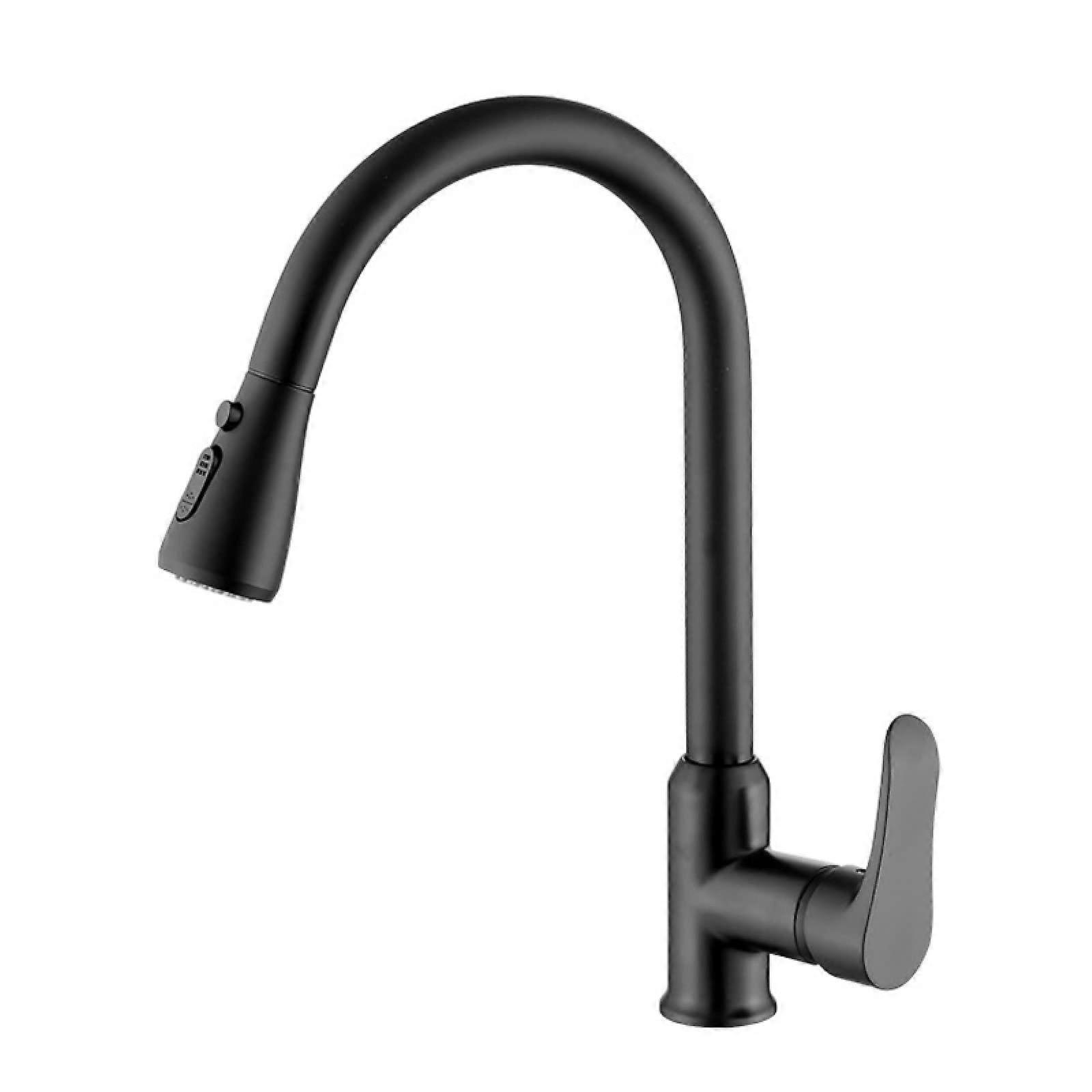 Kitchen Sink Faucets with Pullout Sprayer Black,Single Handle Hot and Cold Water Mixer with 2 Spout Modes
