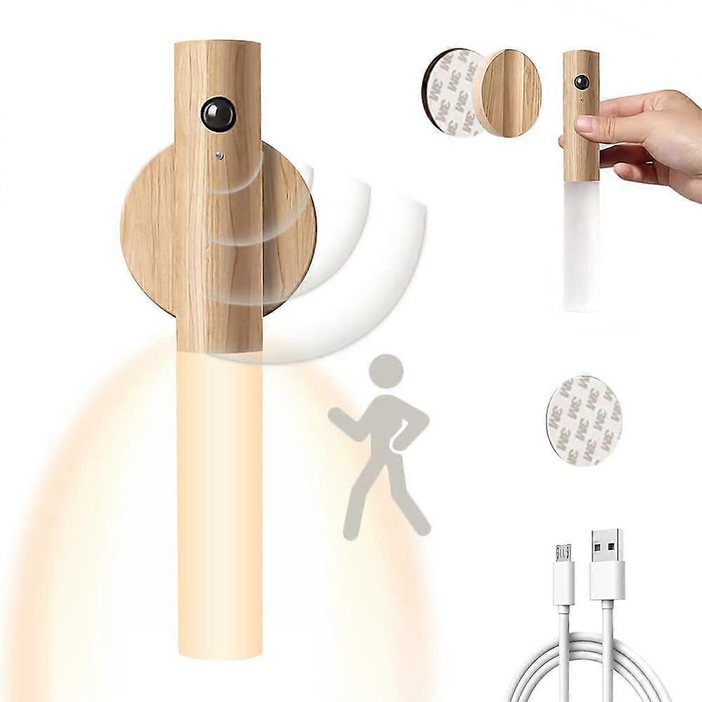 LED Wooden USB Rechargeable Wall Sensor Light - Ash Wood