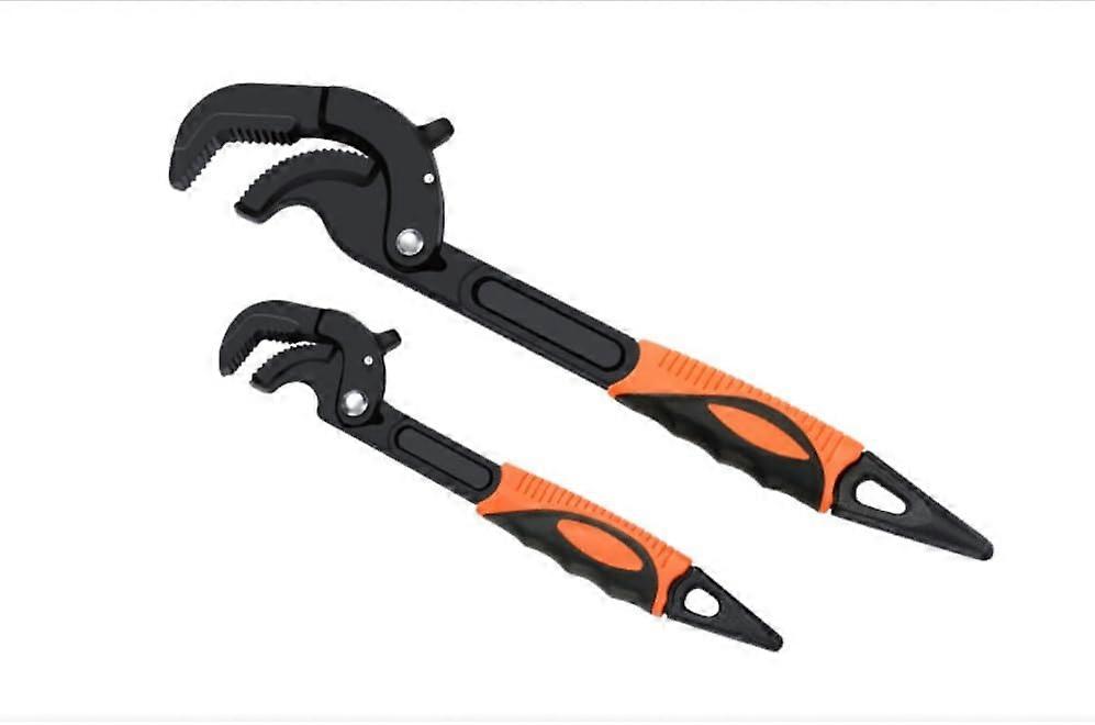 Pipe Wrench Set 2PCS 10 Inch and 15 Inch Heavy Duty Self-Adjusting Plumbing Tools for Quick Grip Locking Pipes
