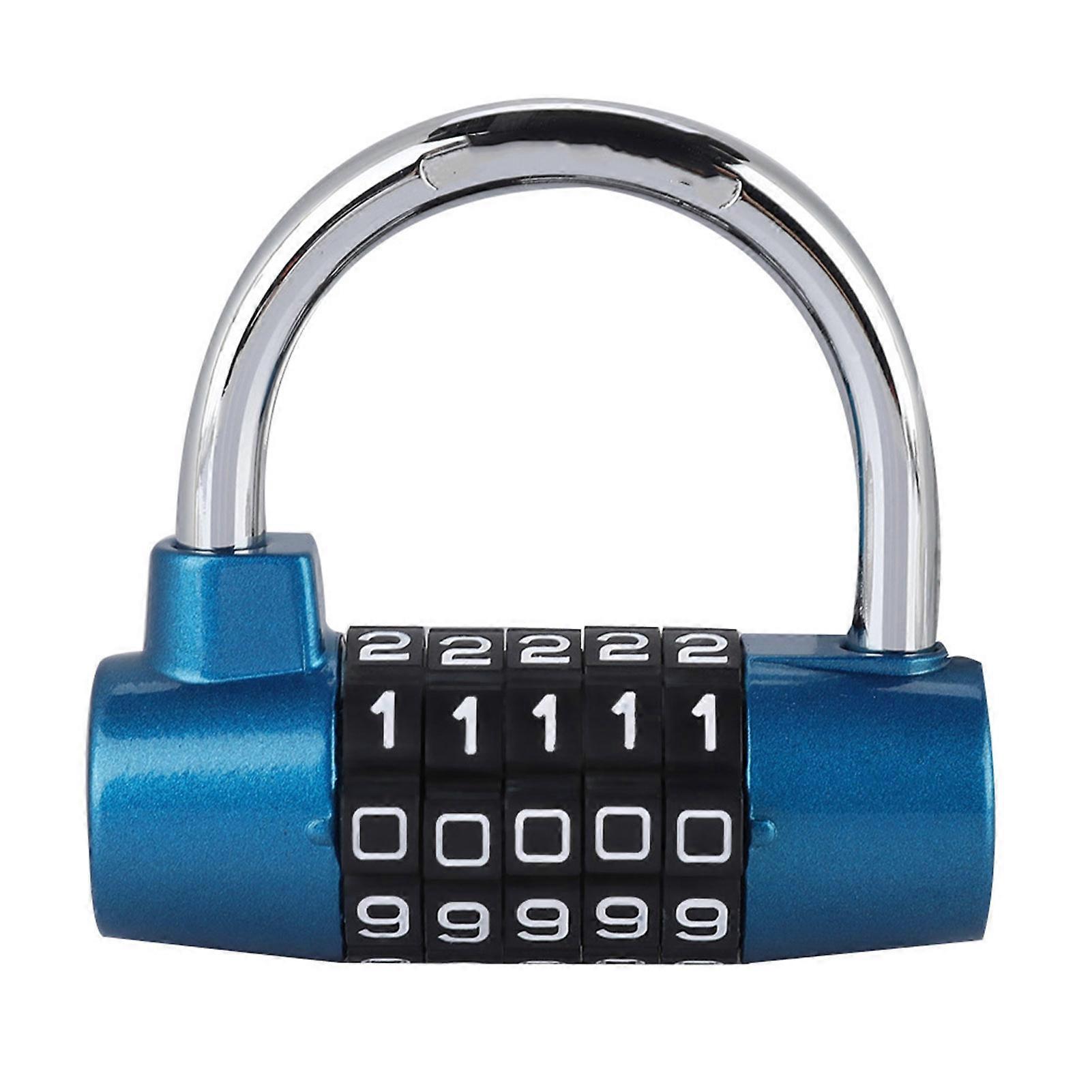 5 Digit Code Lock Padlock U-Shaped Combination Lock for Suitcase Door Travel Security Blue Durable