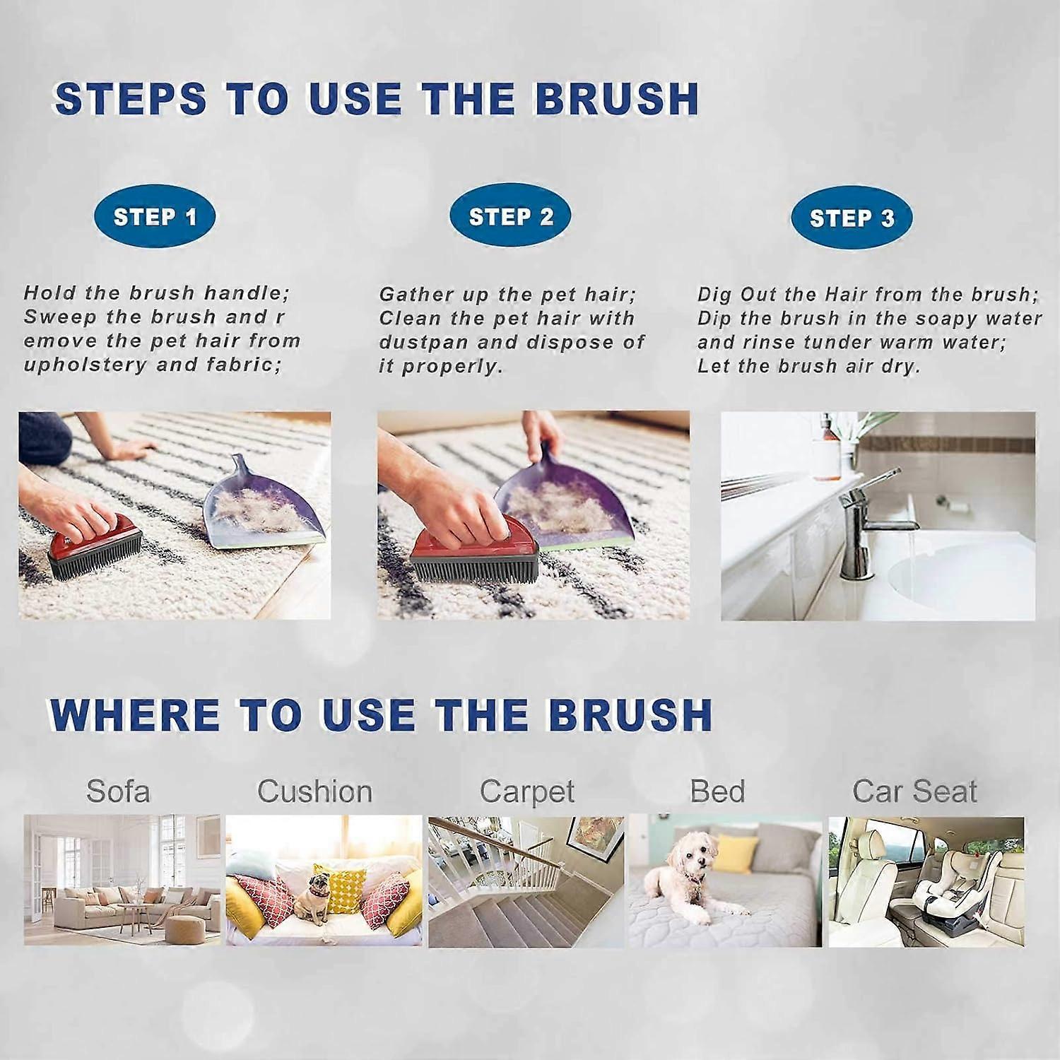 Professional Reusable Rubber Feather Brush for Cat and Dog Fur Cleaning, Durable Pet Grooming Tool, Eco-Friendly Design
