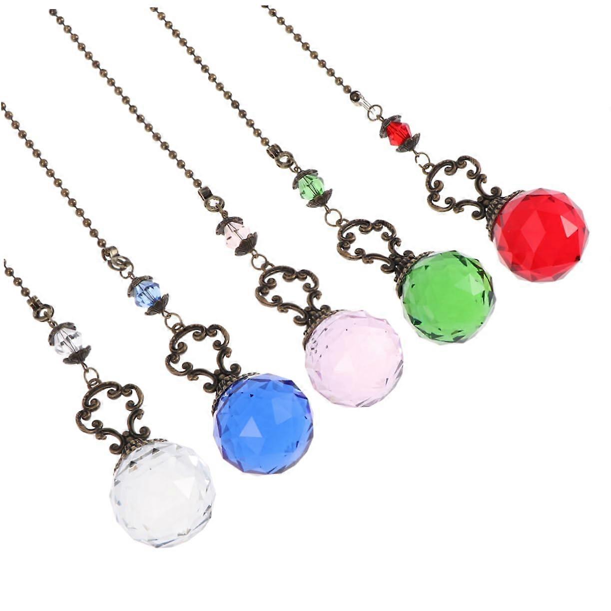 Crystal Ball Pull Chain Pendant Set for Door Curtains and Ceiling Fans, Versatile Home Decor Ornament for Parties, 4-Inch Size