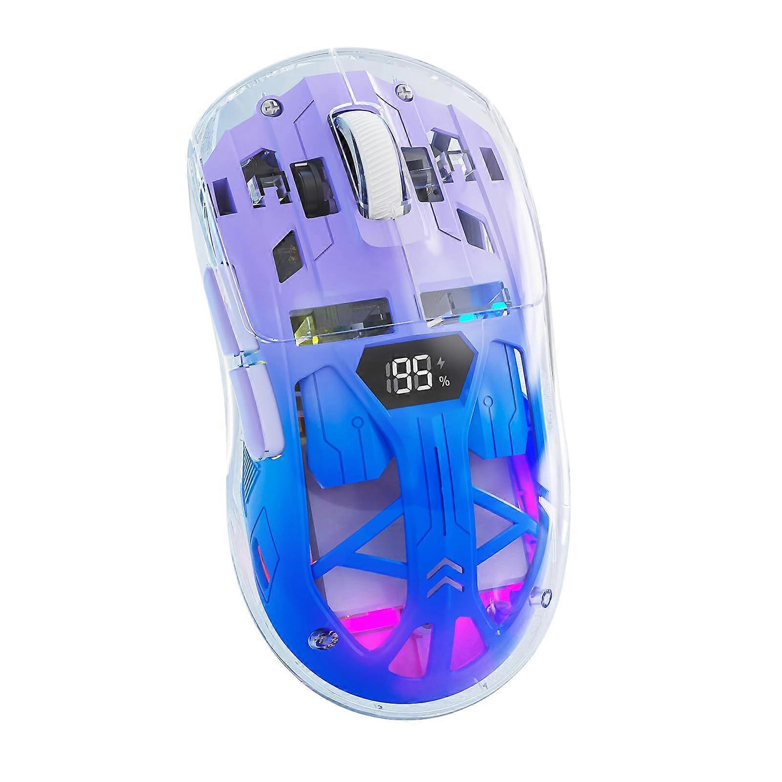 Wireless Gaming Mouse, Transparent RGB Mechanical Dual Mode Bluetooth Mouse, Digital Display