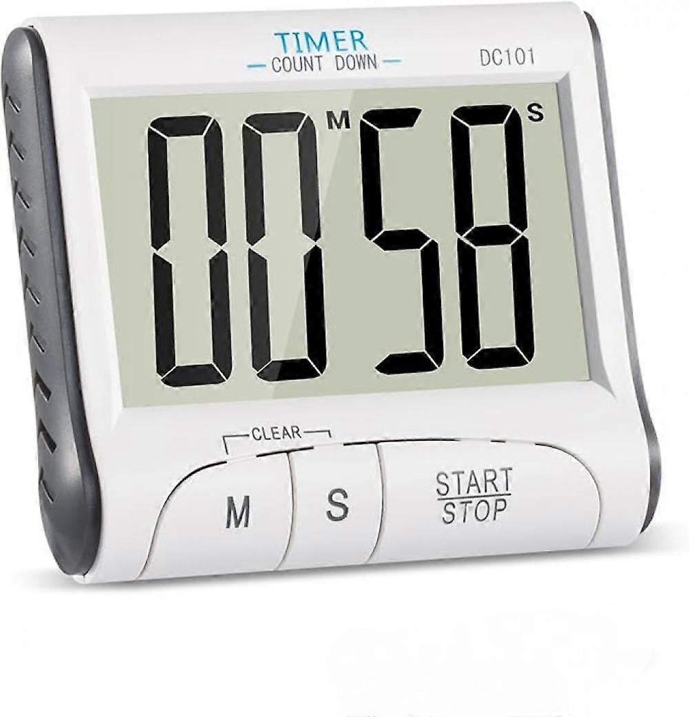 Kitchen Timer, Electronic Magnetic Digital Kitchen Timer 24H Digital Timer with Loud Alarm LCD Screen Countdown Magnet Holder - White