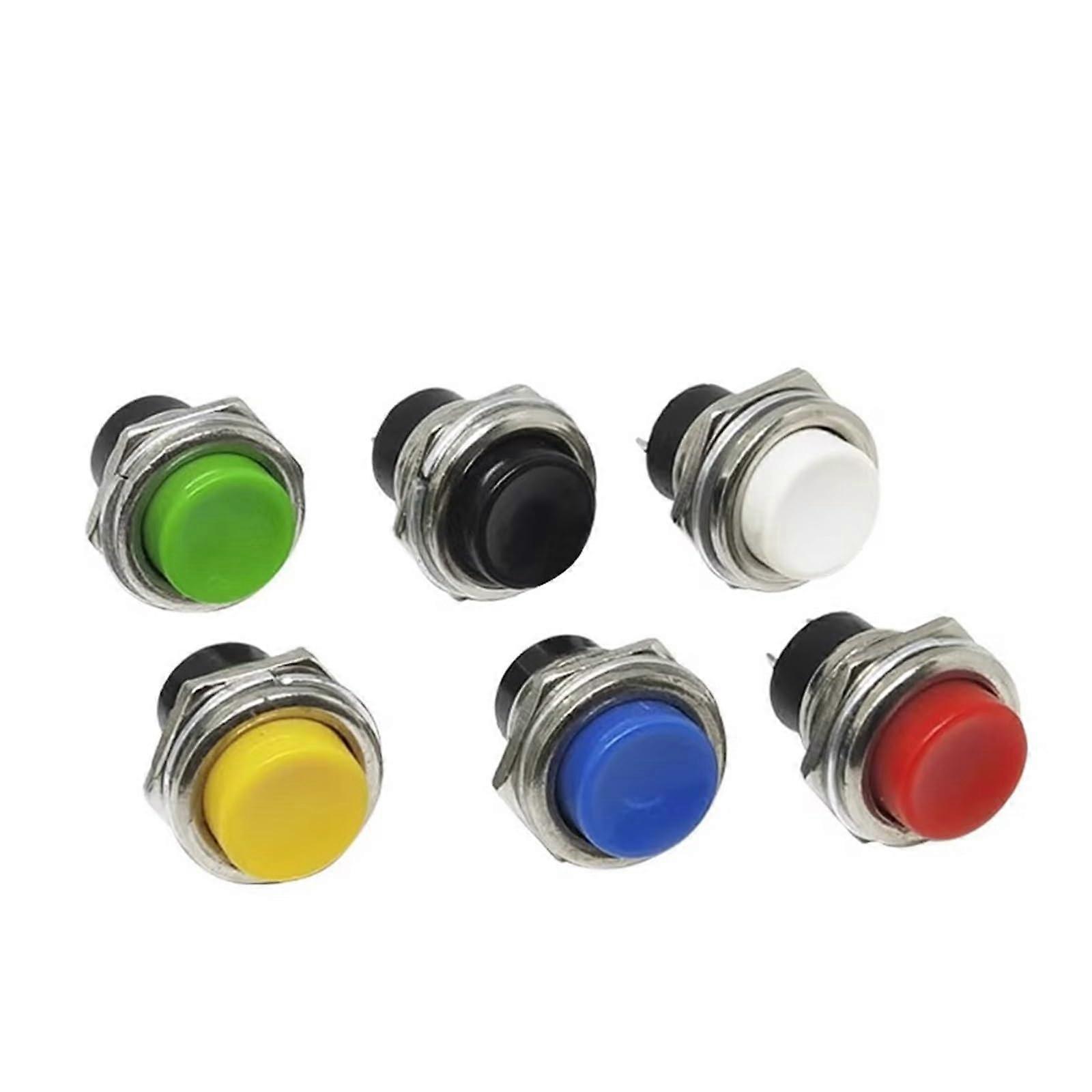 DS-212 16MM Round Red Power Switch Self-Reset Momentary Push Button Green 5/20PCS Compact Start Switch